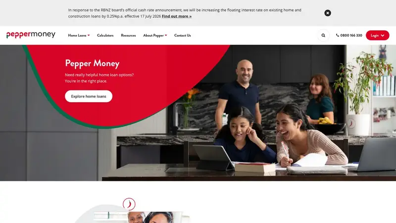 Homepage of peppermoney.co.nz
