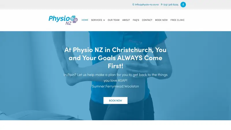 Homepage of physio-nz.co.nz