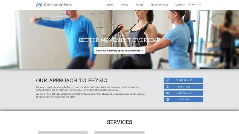 Homepage of physioevolved.co.nz