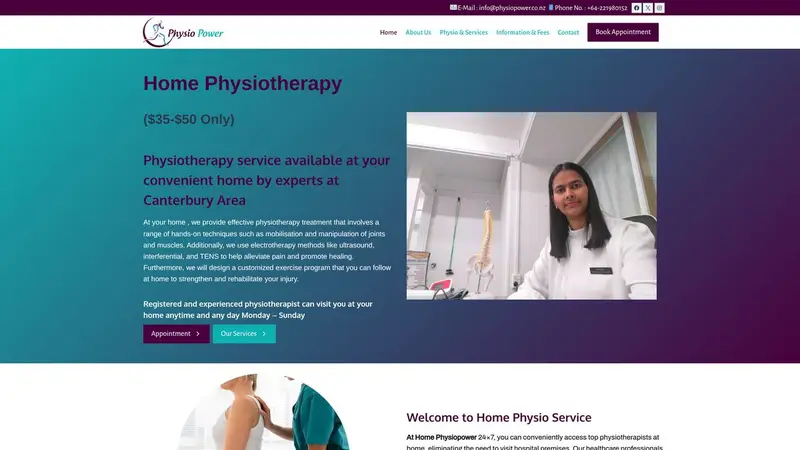 Homepage of physiopower.co.nz