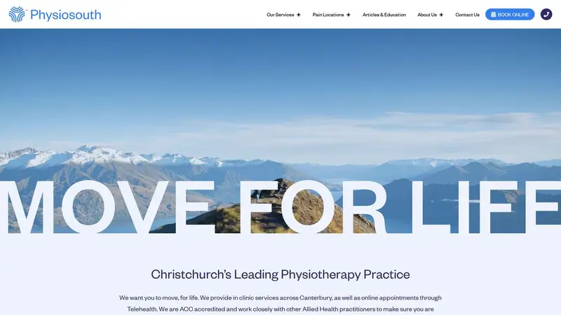 Homepage of physiosouth.co.nz