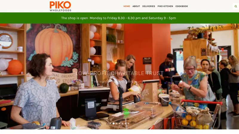 Homepage of pikowholefoods.co.nz