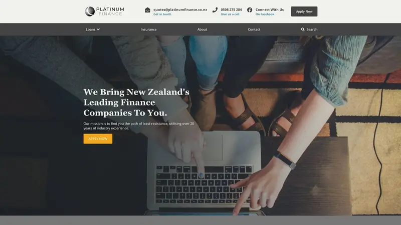 Homepage of platinumfinance.co.nz