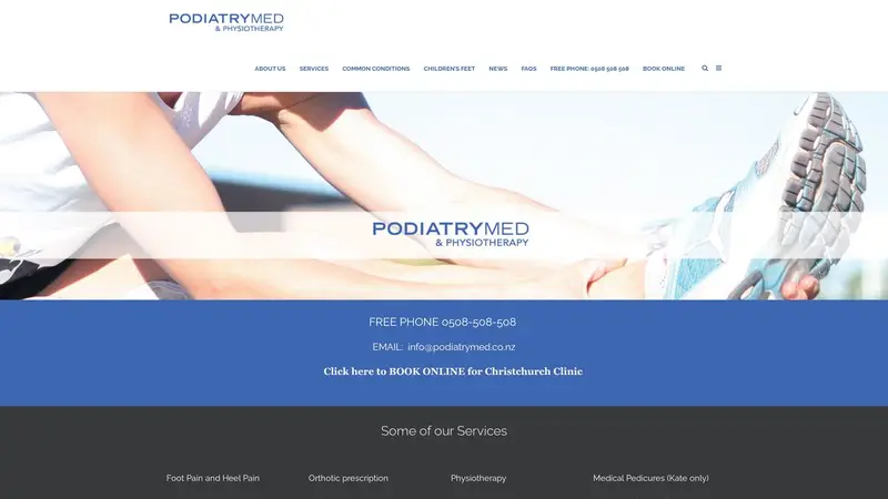 Homepage of podiatrymed.co.nz