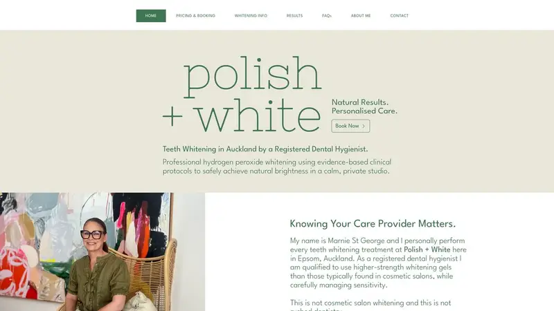 Homepage of polishandwhite.co.nz