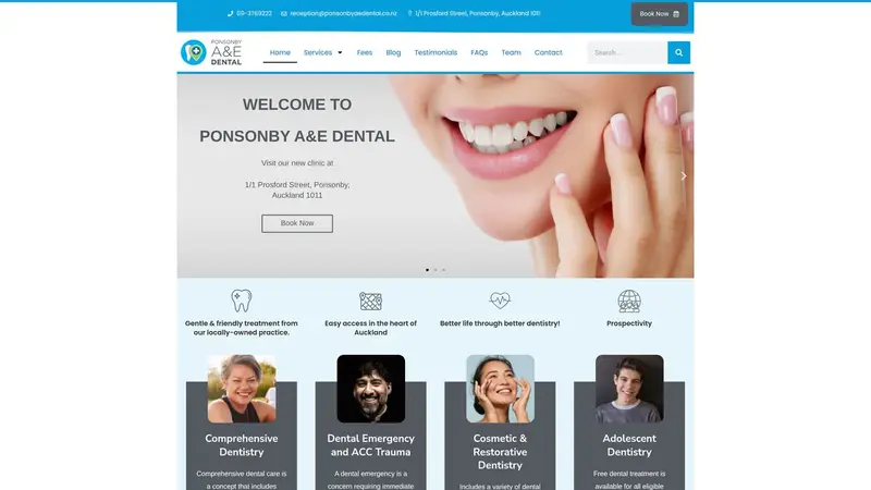 Homepage of ponsonbyaedental.co.nz