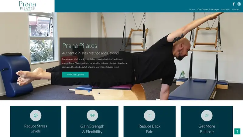 Homepage of pranapilates.co.nz