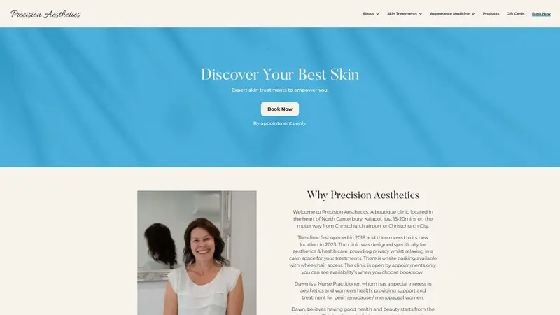 Homepage of precisionaesthetics.co.nz