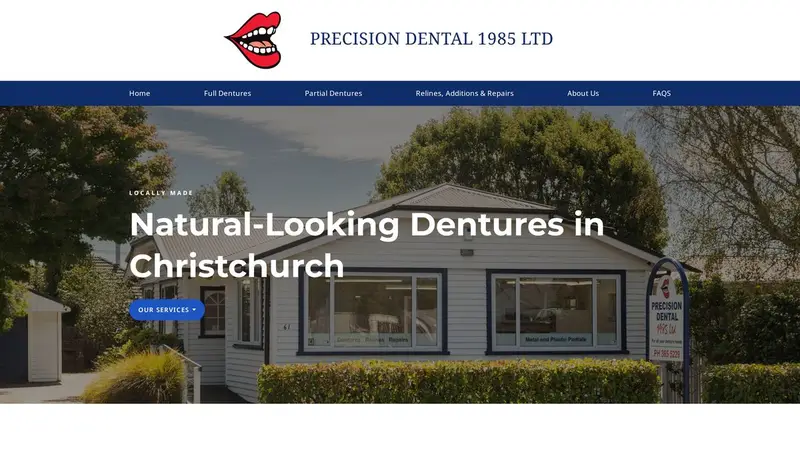 Homepage of precisiondentalchch.co.nz
