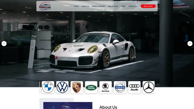 Homepage of prestigecarparts.co.nz