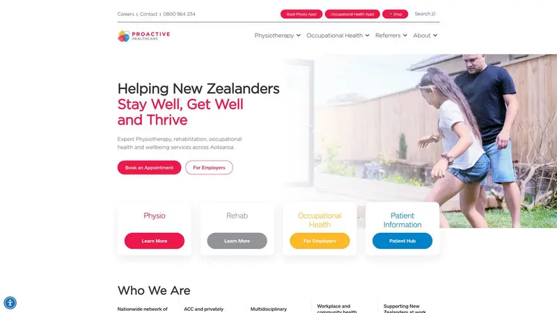 Homepage of proactivehealthcare.co.nz