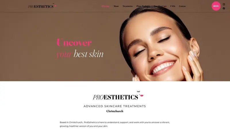 Homepage of proesthetics.co.nz