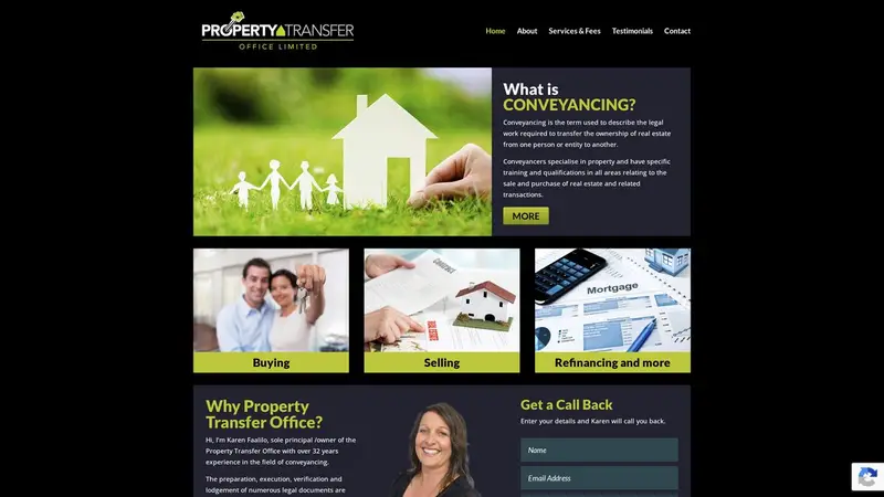 Homepage of propertytransferoffice.co.nz