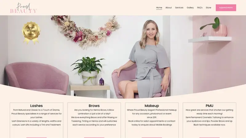 Homepage of proudbeauty.co.nz