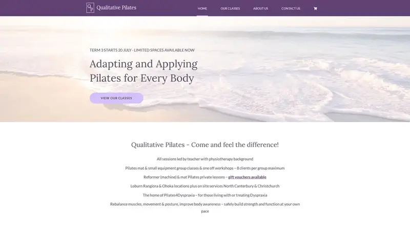 Homepage of qualitativepilates.co.nz