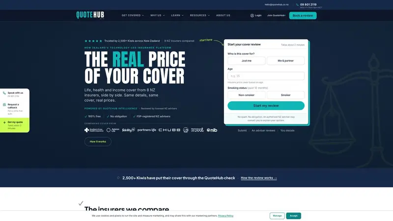 Homepage of quotehub.co.nz