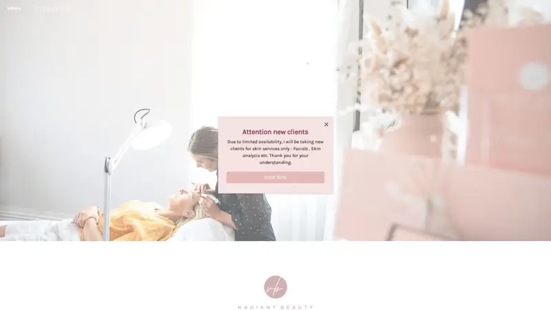 Homepage of radiantbeauty.co.nz