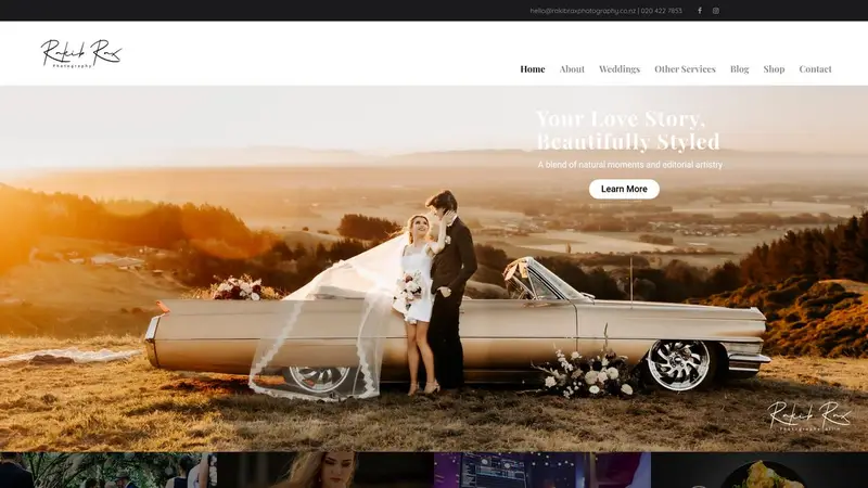 Homepage of rakibraxphotography.co.nz