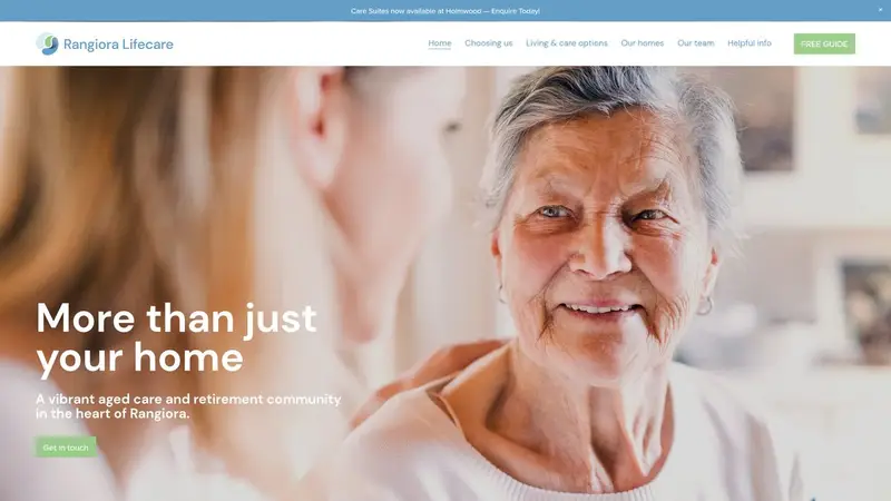 Homepage of rangioralifecare.co.nz