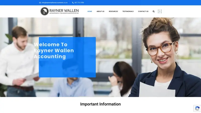 Homepage of raynerwallenaccountants.co.nz