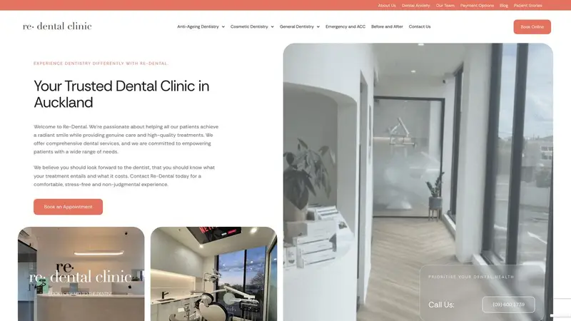 Homepage of re-dental.co.nz