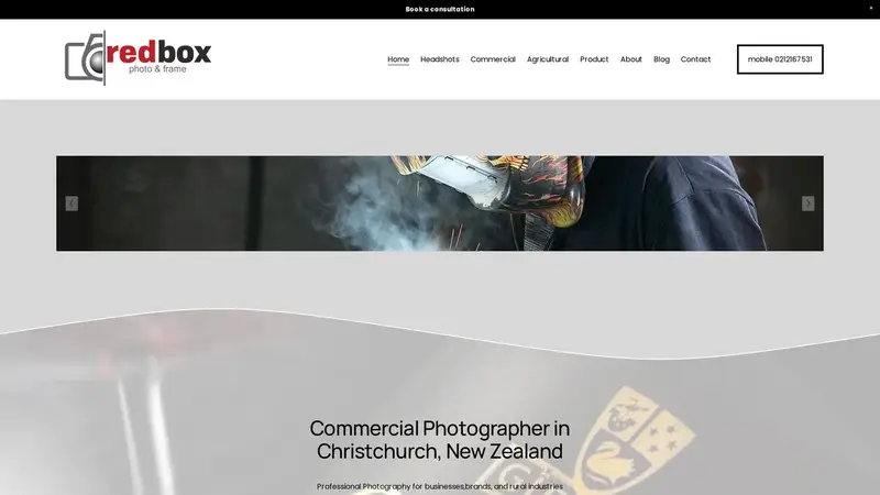 Homepage of redboxphotography.co.nz