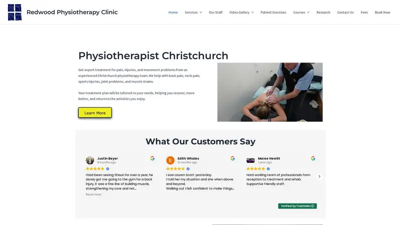Homepage of redwoodphysio.nz