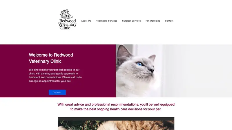 Homepage of redwoodvet.co.nz