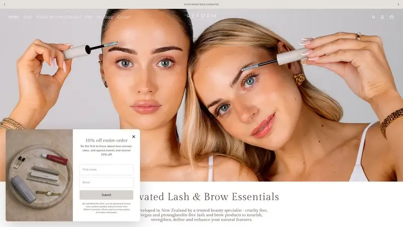Homepage of reformcosmetics.co.nz