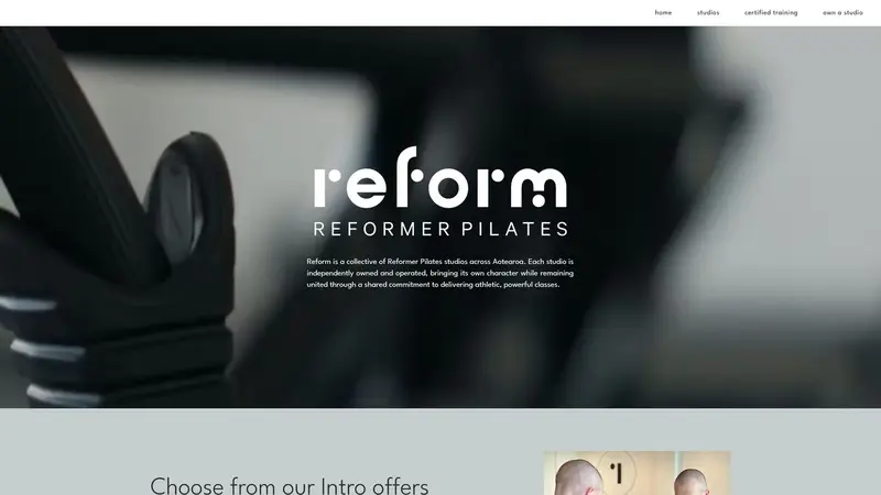 Homepage of reformfitness.co.nz