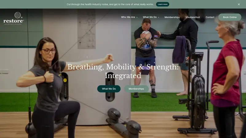 Homepage of restoreprehab.co.nz