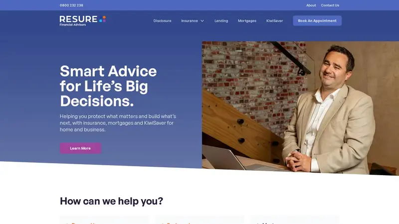Homepage of resure.co.nz