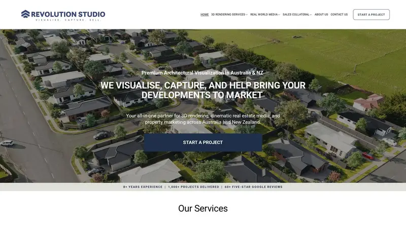 Homepage of revolutionstudio.co.nz
