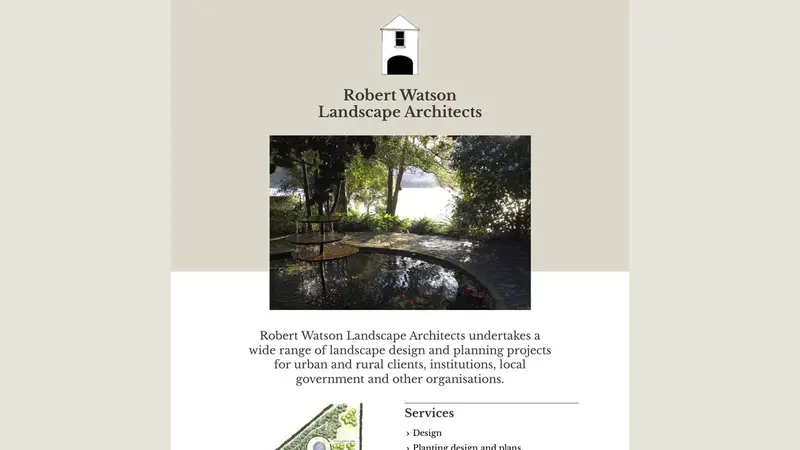 Homepage of robertwatsonlandscapearchitects.co.nz