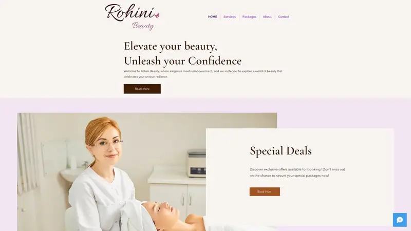 Homepage of rohinibeauty.co.nz