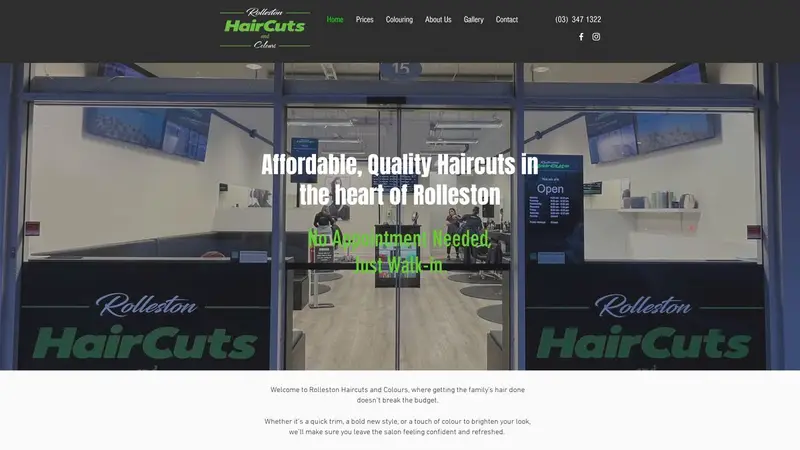 Homepage of rollestonhaircuts.co.nz