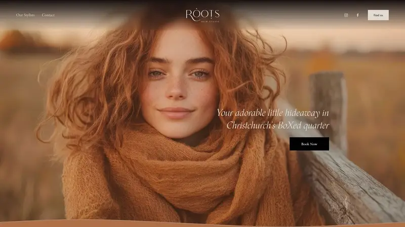 Homepage of rootshairstudio.co.nz