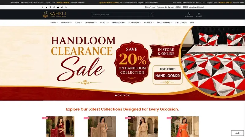 Homepage of saheli.co.nz