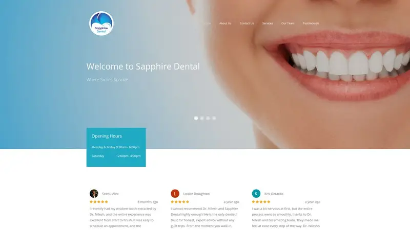 Homepage of sapphiredental.co.nz