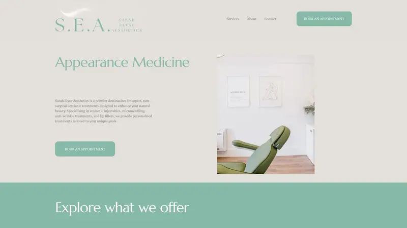 Homepage of sarahelyseaesthetics.co.nz