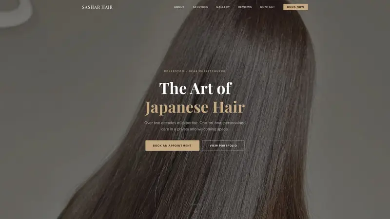 Homepage of sasharhair.co.nz