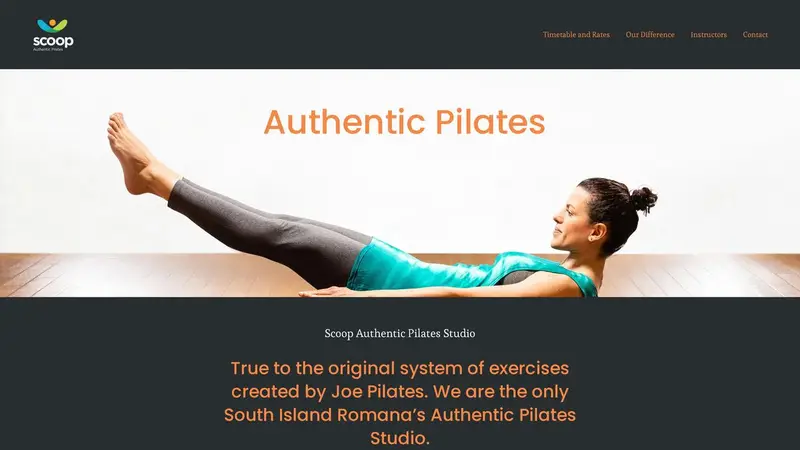 Homepage of scooppilates.co.nz