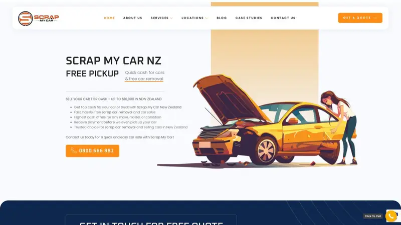 Homepage of scrapmycar.co.nz