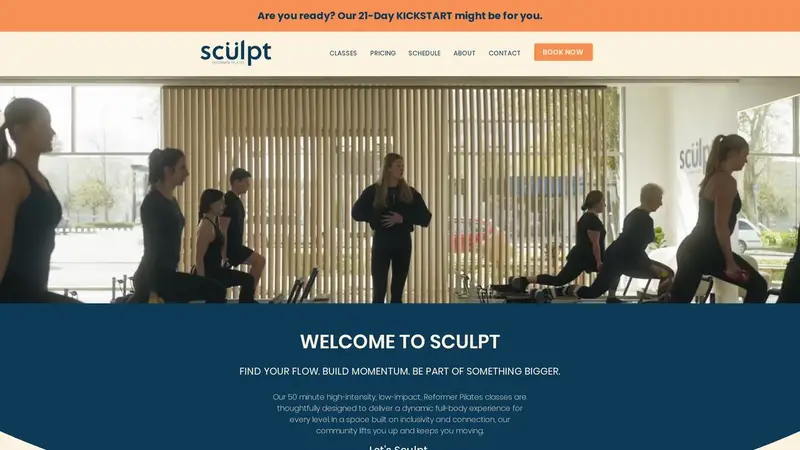 Homepage of sculptreformerpilates.co.nz