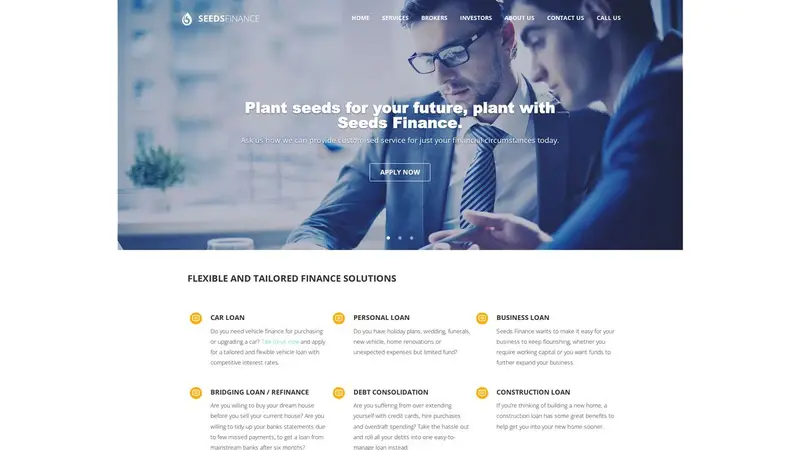Homepage of seedsfinance.co.nz