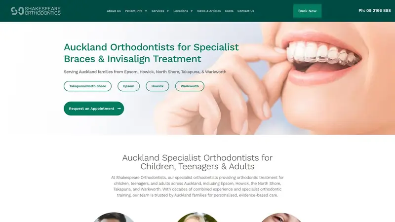 Homepage of shakespeareortho.co.nz