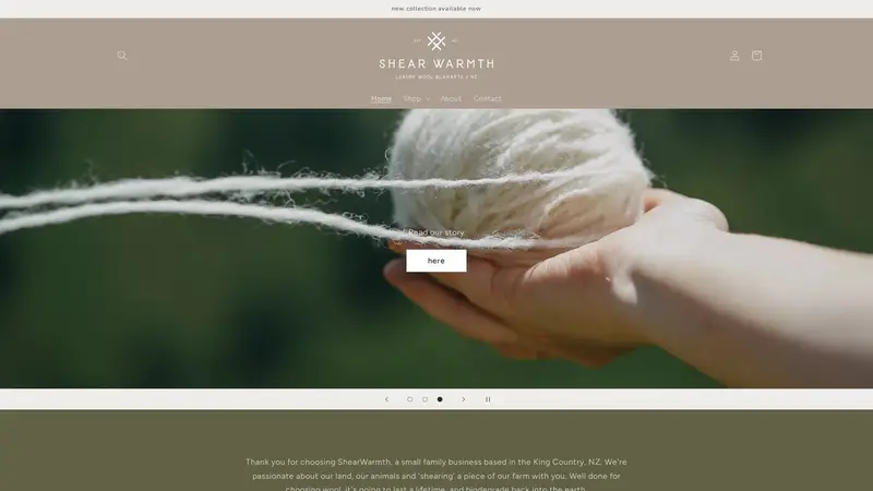 Homepage of shearwarmth.co.nz