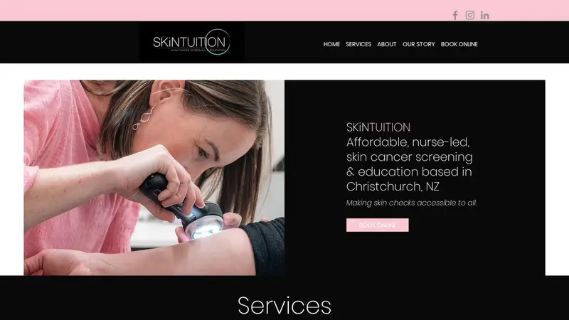 Homepage of skintuition.co.nz