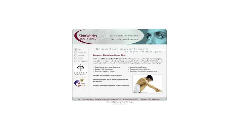 Homepage of skinworks.co.nz