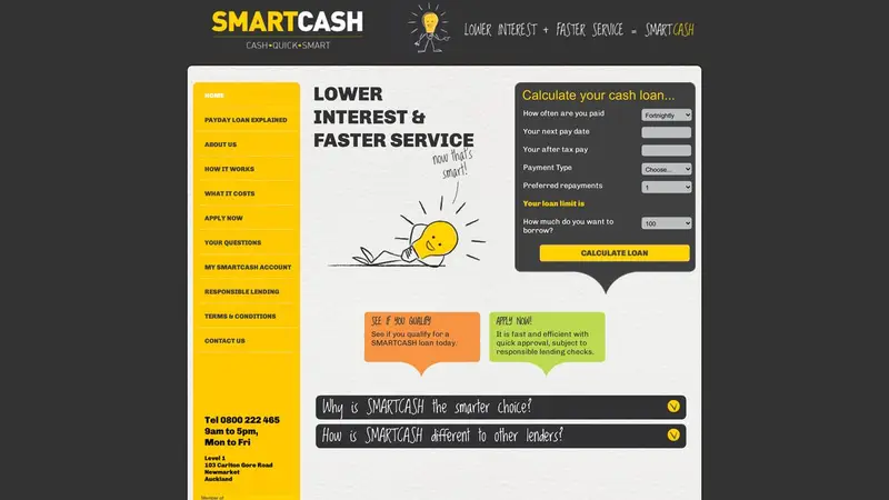Homepage of smartcash.co.nz